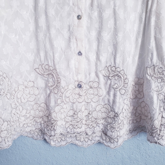 Anthropologie Moulinette Soeurs Floral Embroidered Textured Embellished Blouse - Picture 10 of 10